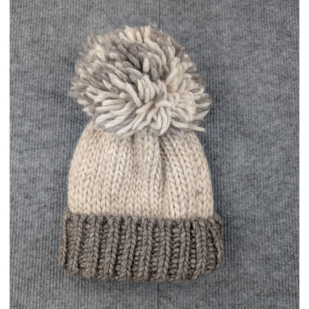 Gelso Bianco Alpaca Beanie Womens Big Pom Pom Cable Knit Warm Wool Neutral Cozy
